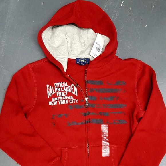 Boys Polo Ralph Lauren Red Flag Hoodie. Sz.M - Picture 6 of 7